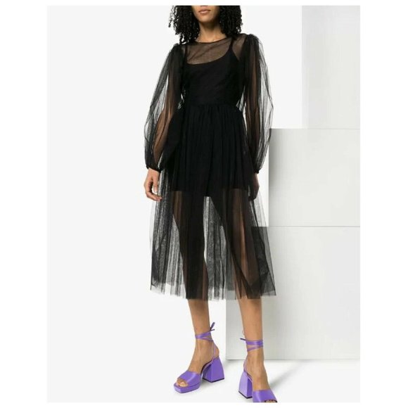 Molly Goddard Areesha Bubble Sleeve Midi Dress - Picture 1 of 13